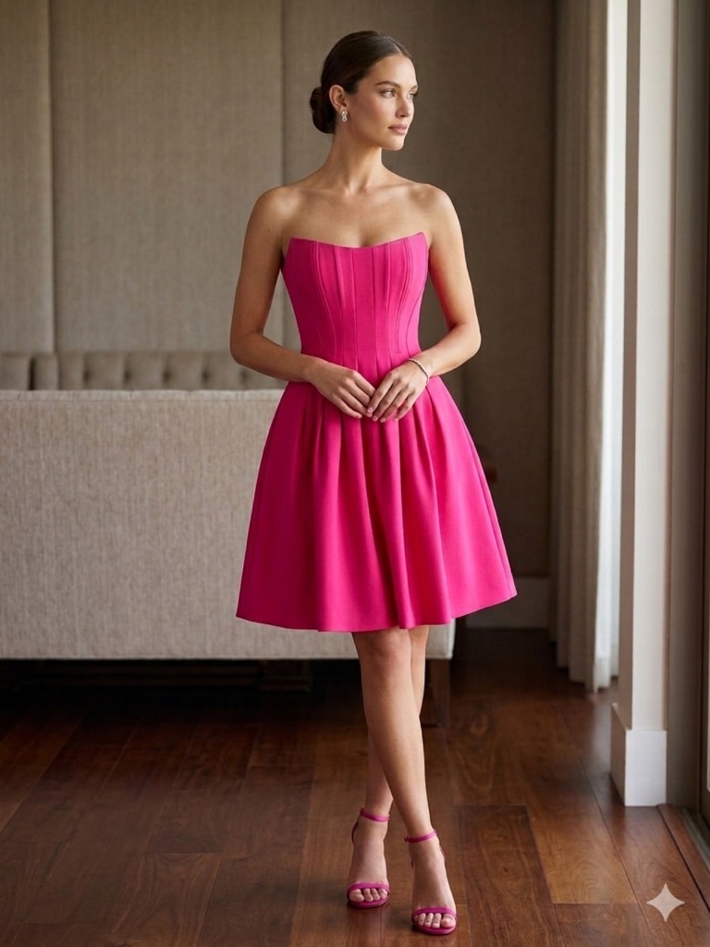 AGGI by Halewski Azalia Strapless Fuchsia Party Dress
